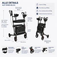 Rollator Actimo Arthro Rollator mit Arthritisauflage, faltbar