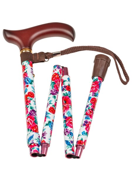 Handtaschen - Reisestock mit rotem Blumendesign