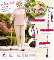 Handtaschen - Reisestock mit rotem Blumendesign