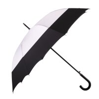 City-Regenschirm hellgrau / schwarz, Partnerschirm, Griff aus Leder, Automatik